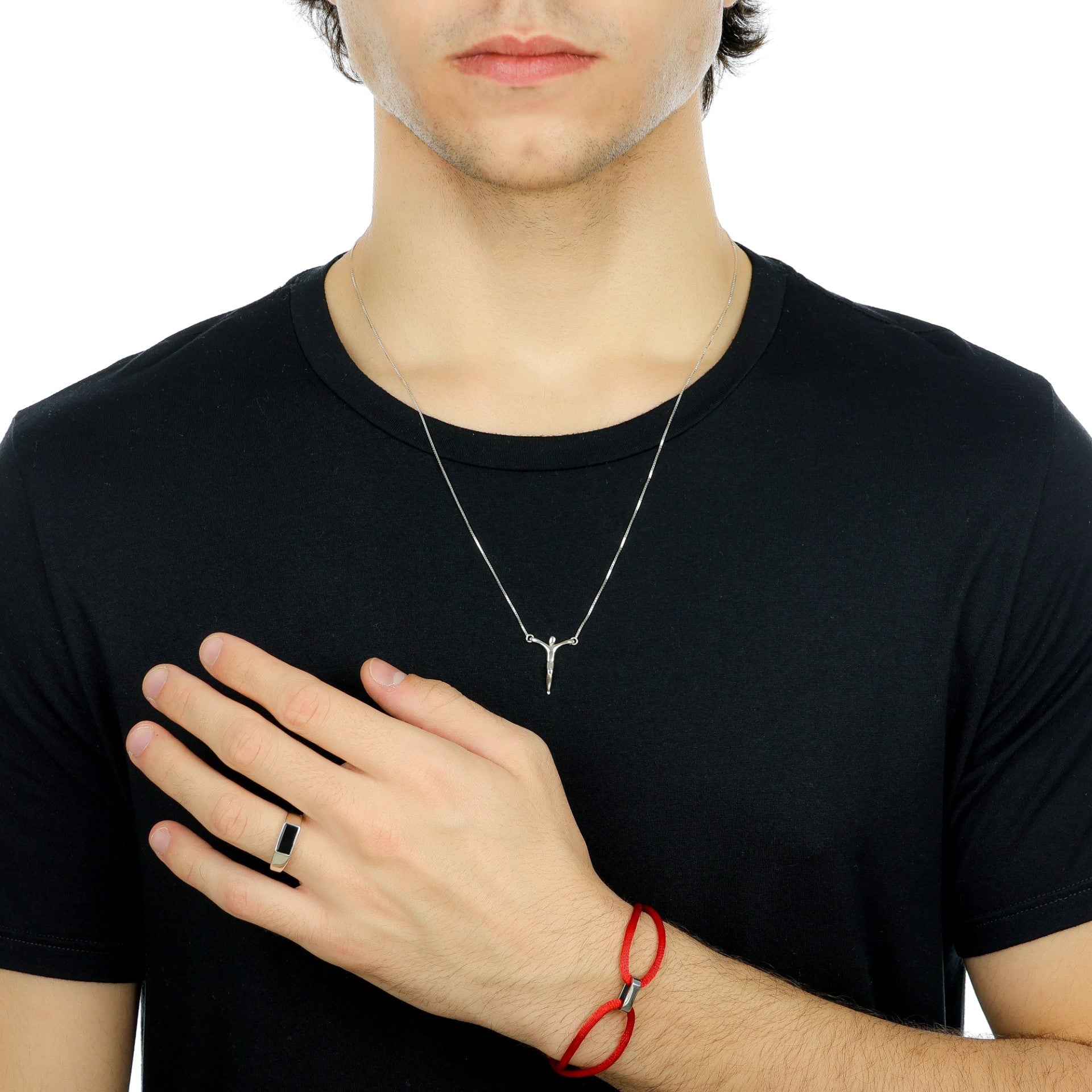 Pulseira Fios de Seda Laranja com Berloque de Aço