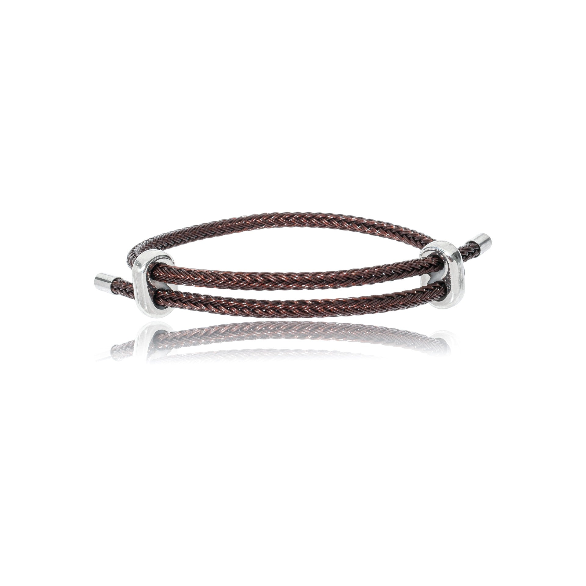 Pulseira Cabo de Aço Marrom Ajustável