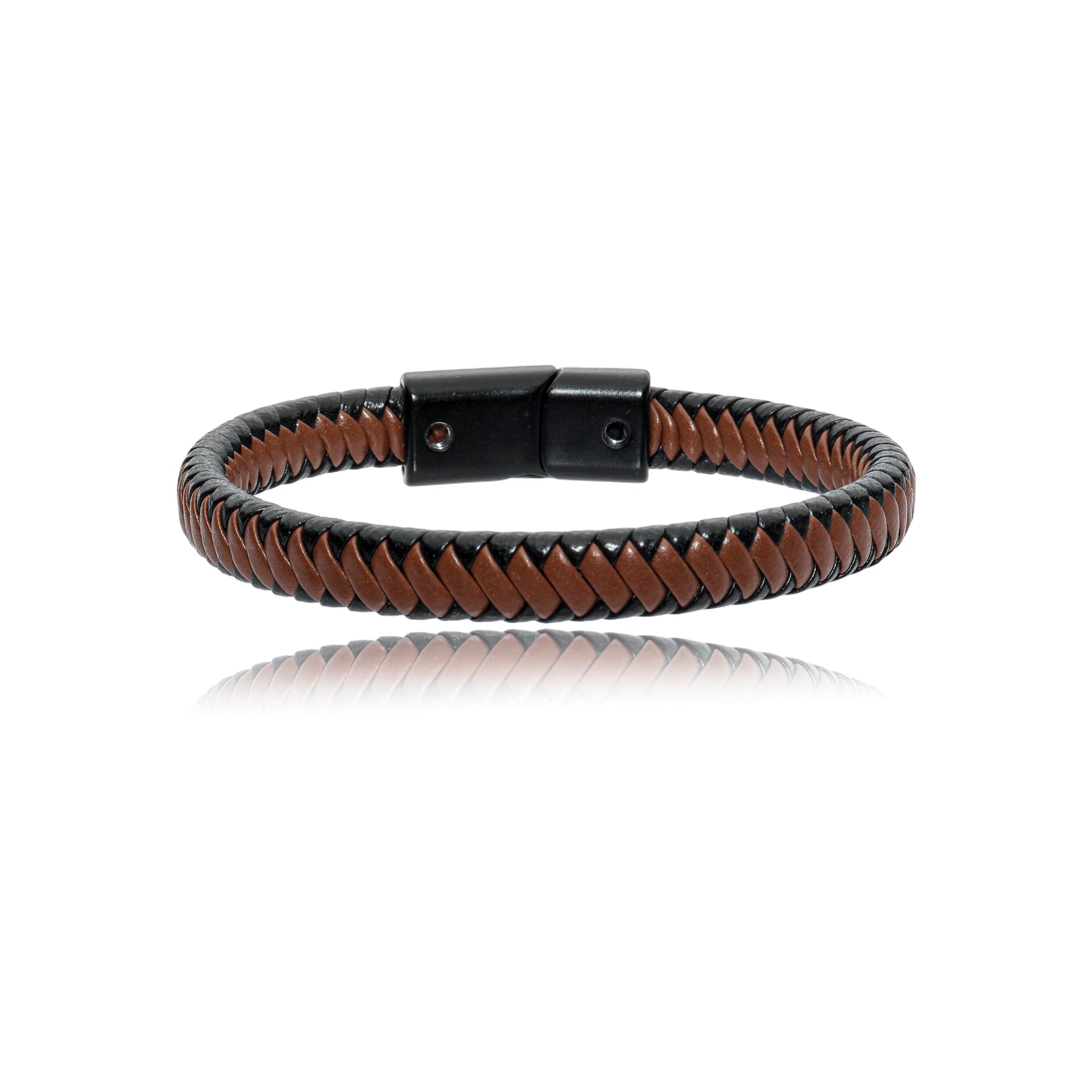 Pulseira Couro Trançado Bicolor