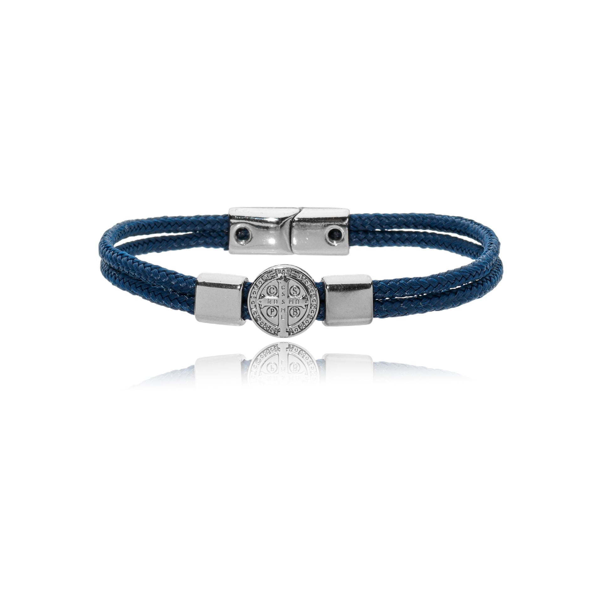 Pulseira Corda Náutica Azul com Medalha São Bento