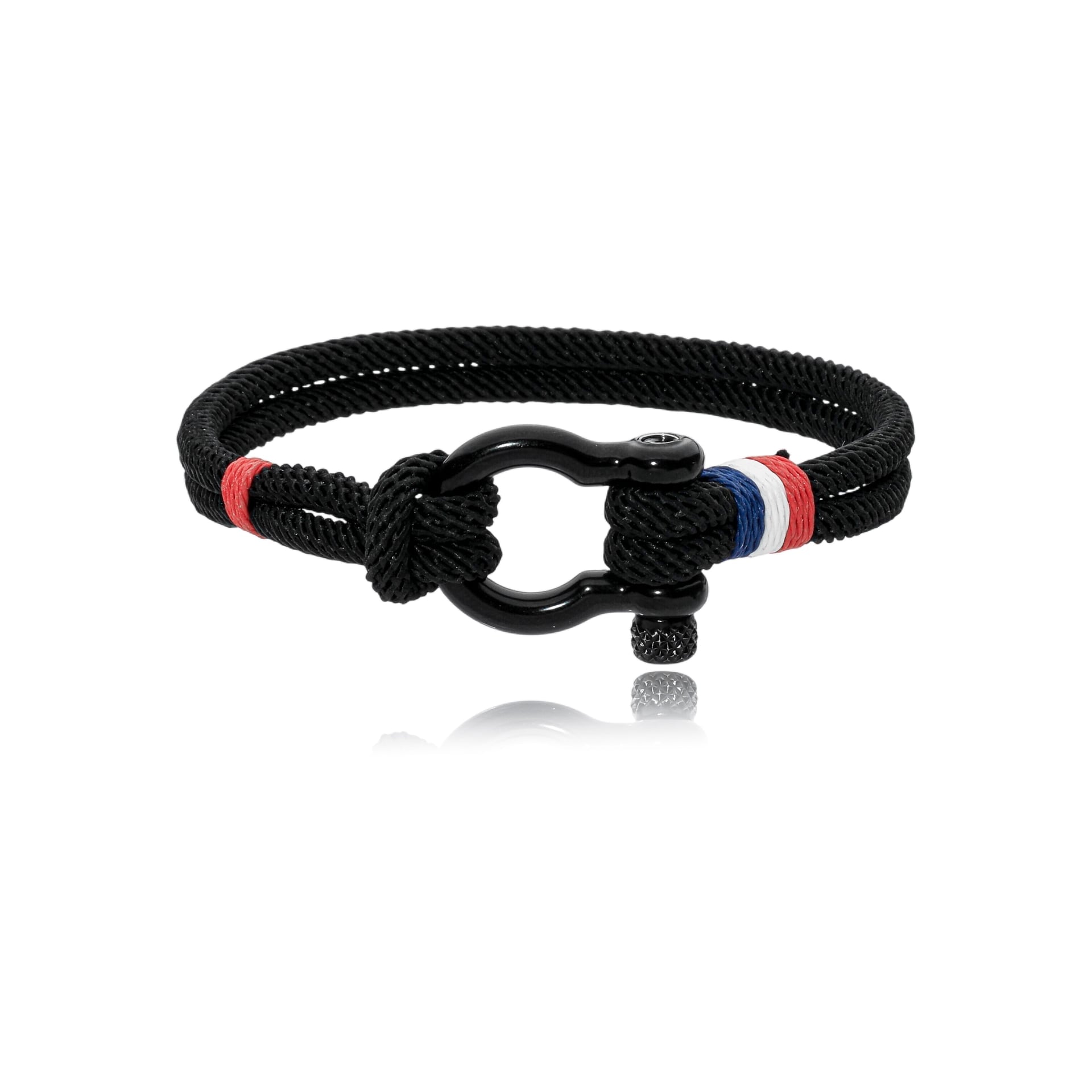 Pulseira Corda Náutica Preta com Fecho Manilha