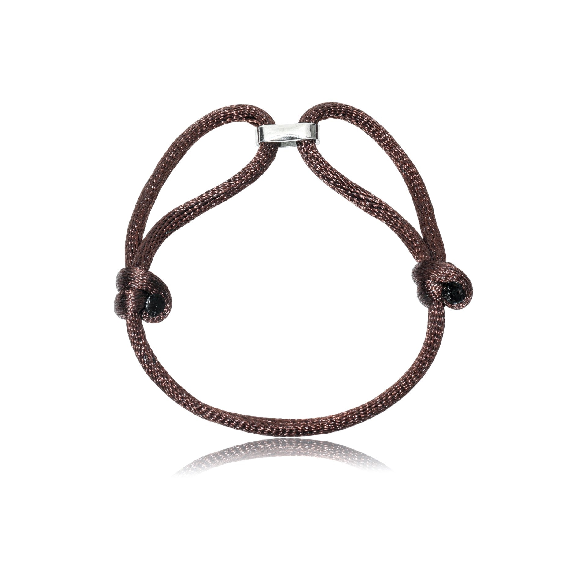 Pulseira Fios de Seda Marrom com Berloque de Aço