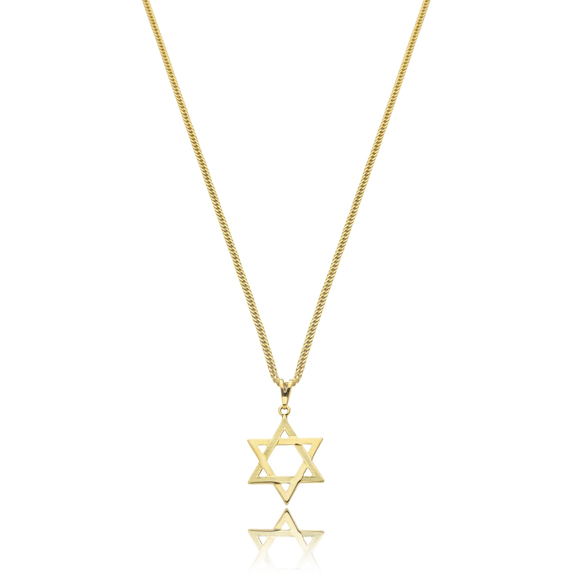 Colar de Aço Dourado Estrela de Davi