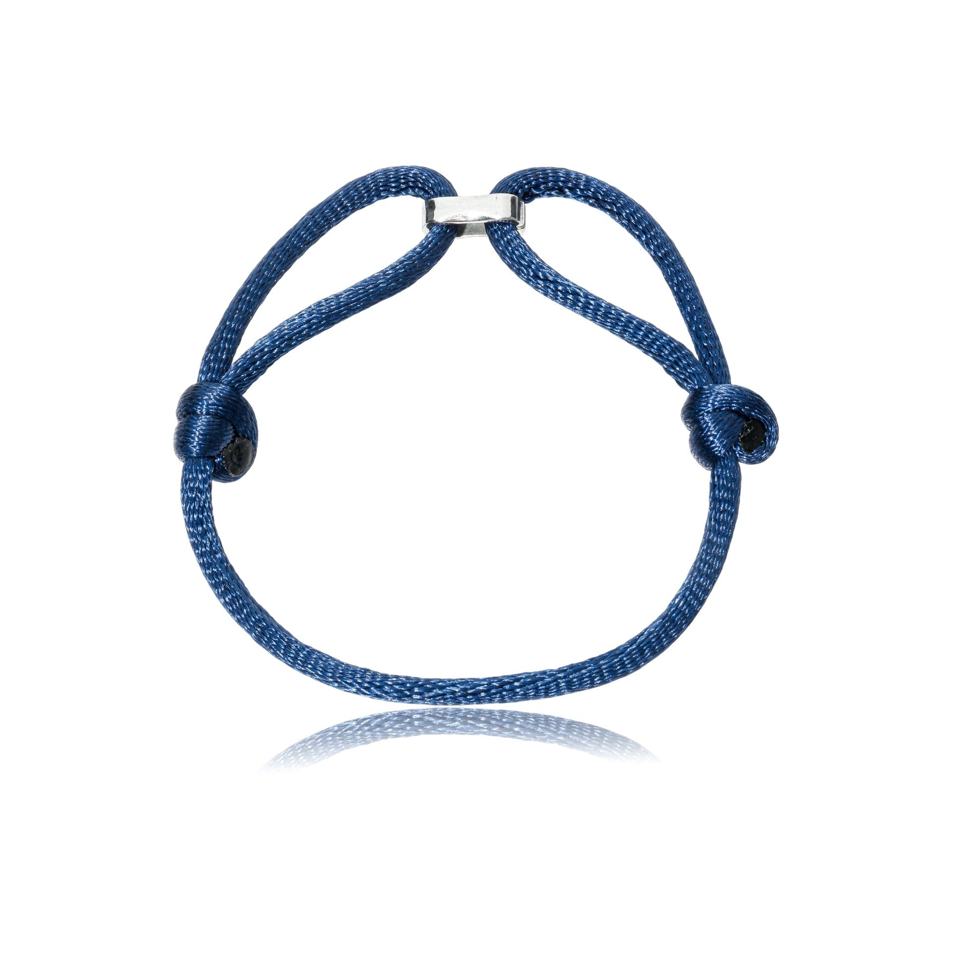 Pulseira Fios de Seda Azul Marinho com Berloque de Aço