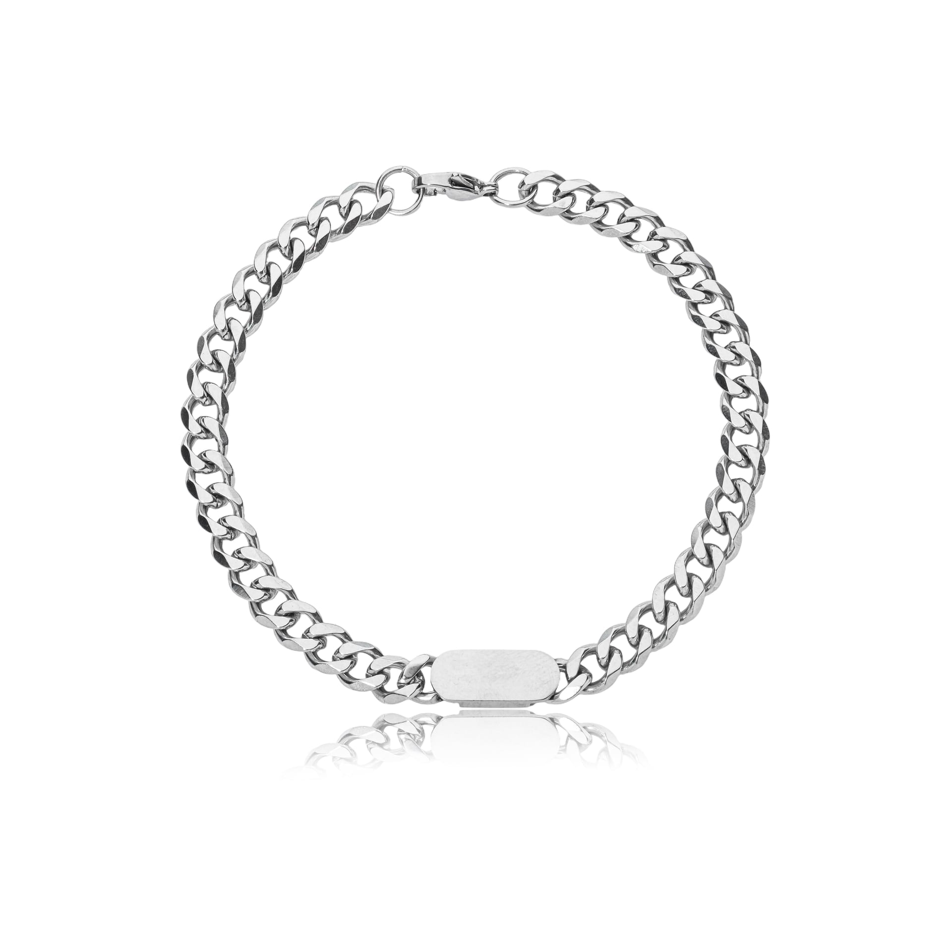 Pulseira Aço Grumet com Placa Central
