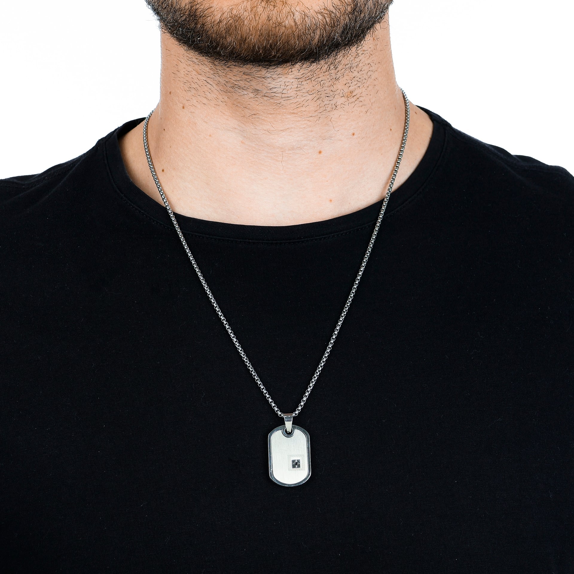 Colar de Aço Dog Tag com Emblema