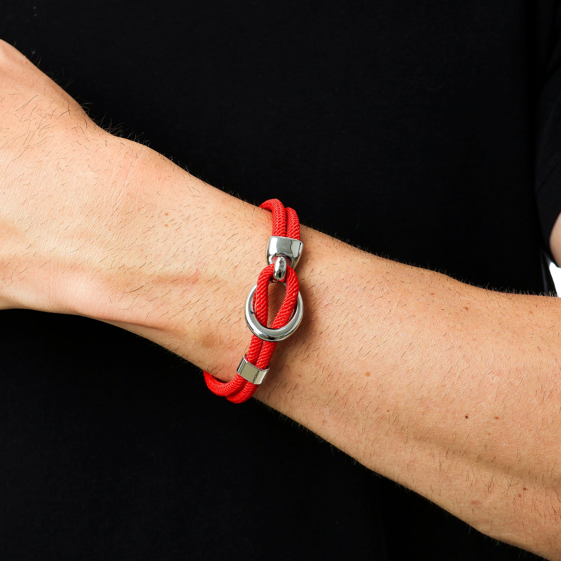Pulseira Corda Náutica Vermelha com Fecho de Gancho