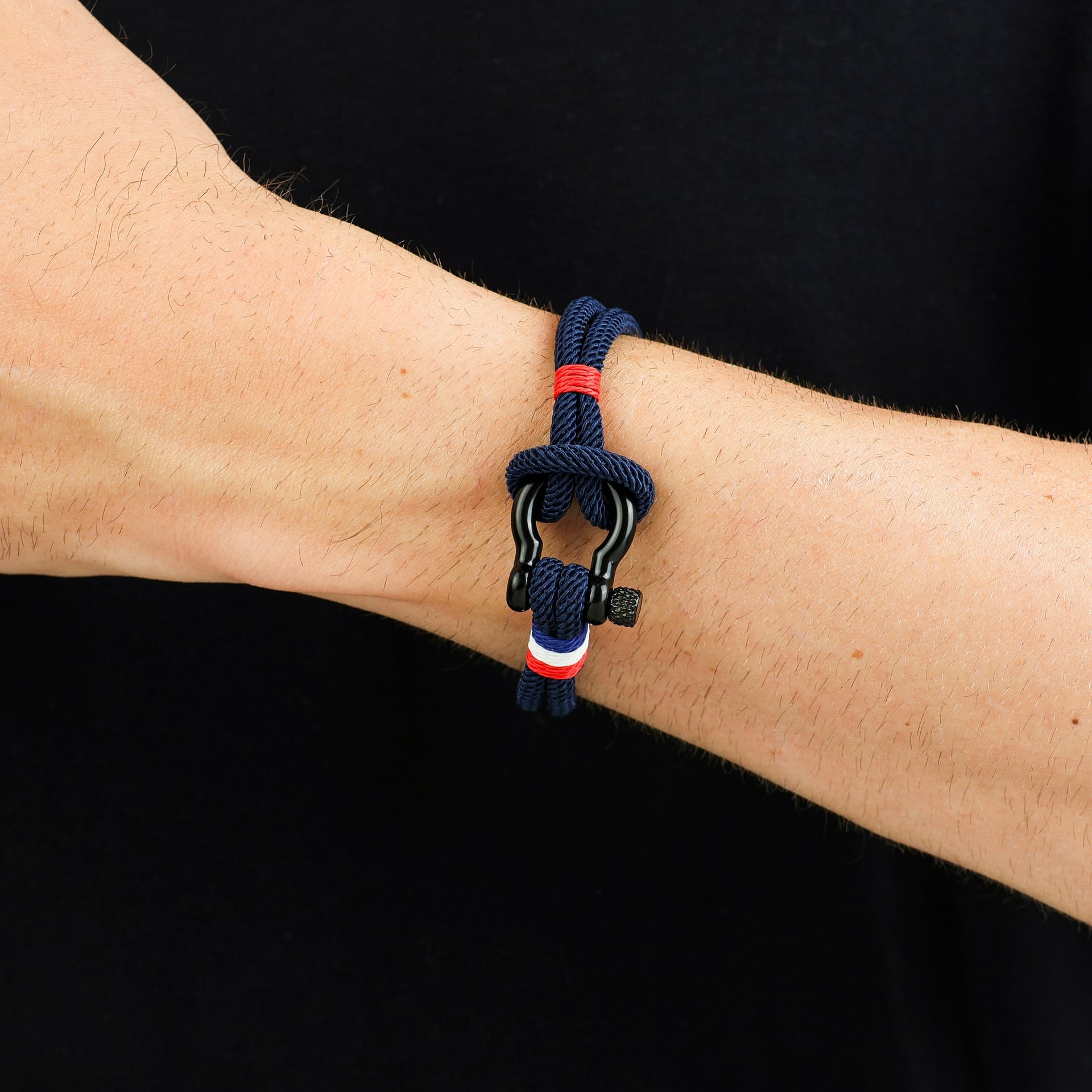 Pulseira Corda Náutica Azul Marinho com Fecho Manilha