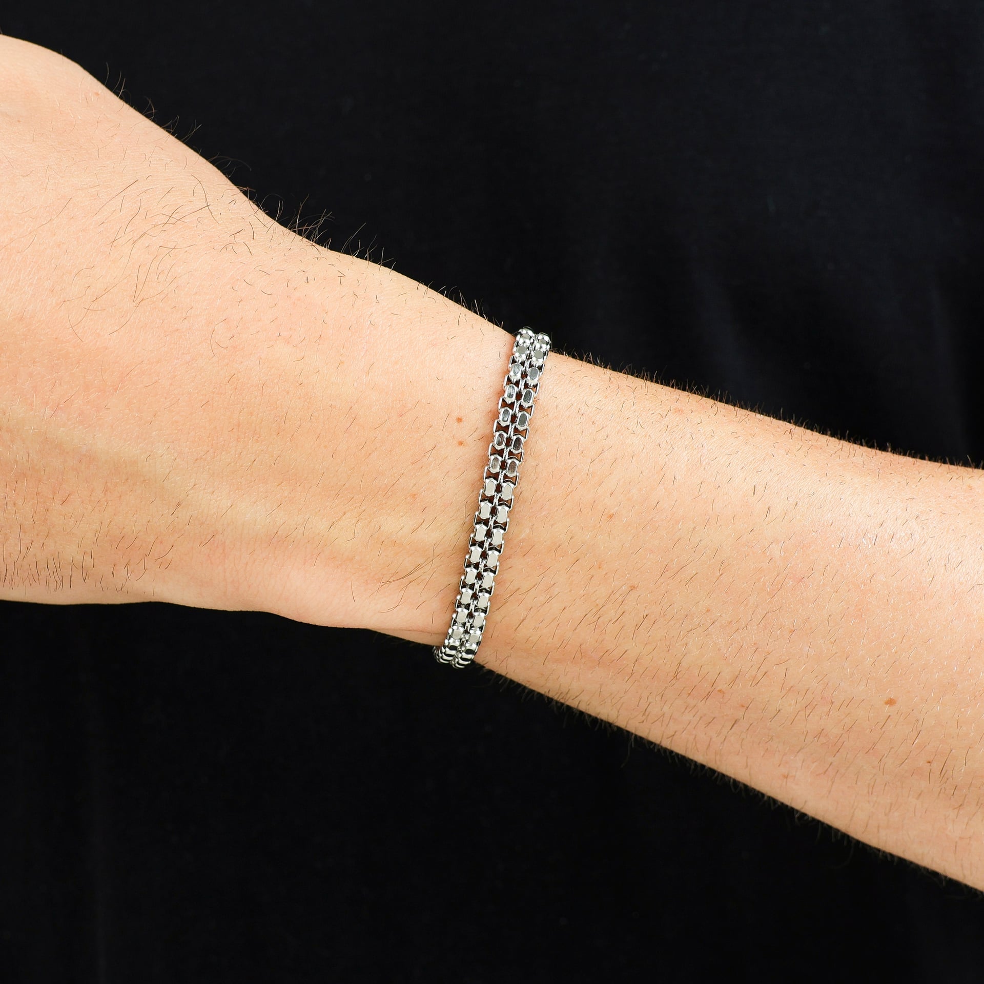 Pulseira Aço Malha Veneziana Dupla