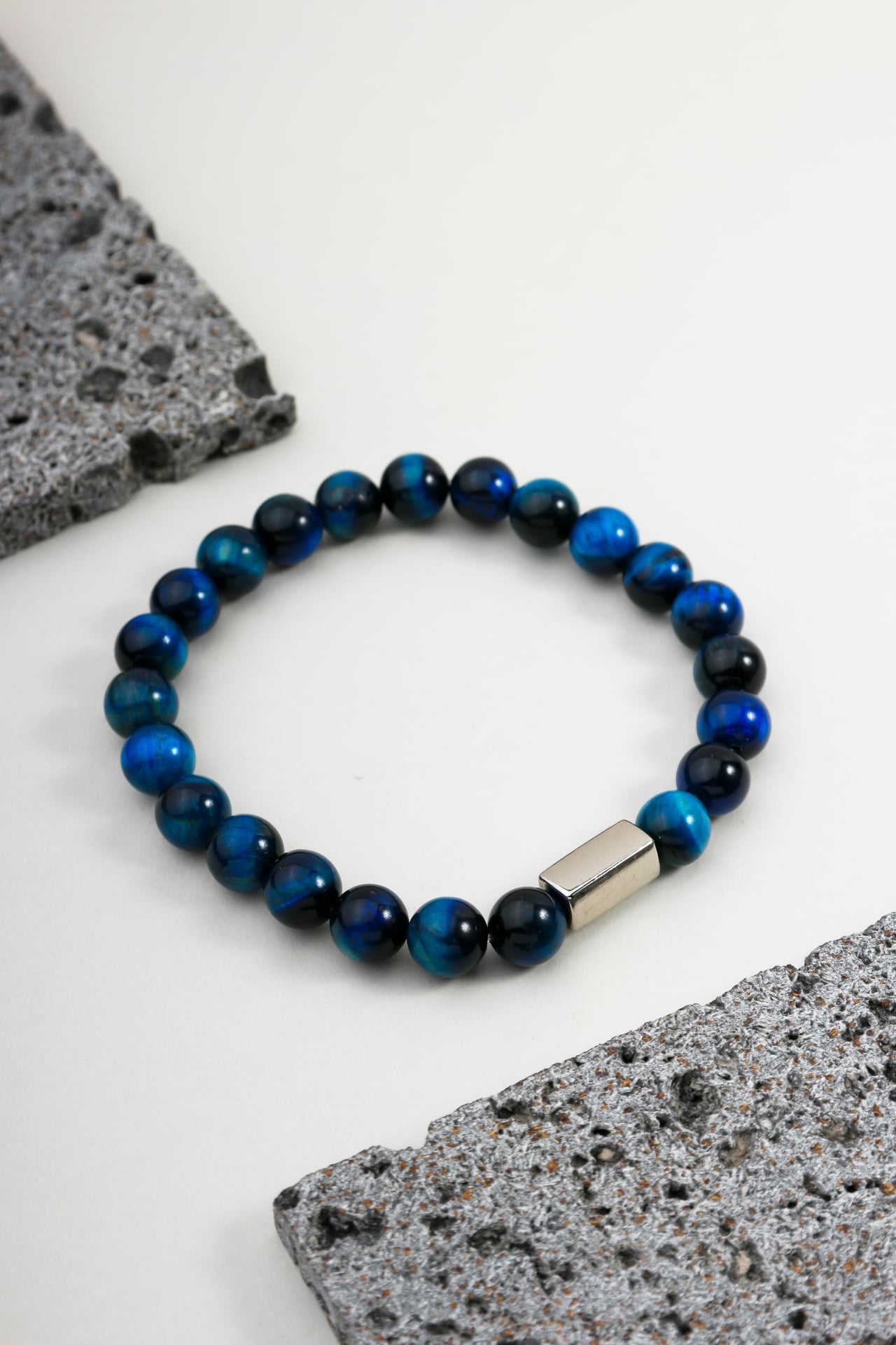 Pulseira Pedras Olho de Tigre Azul