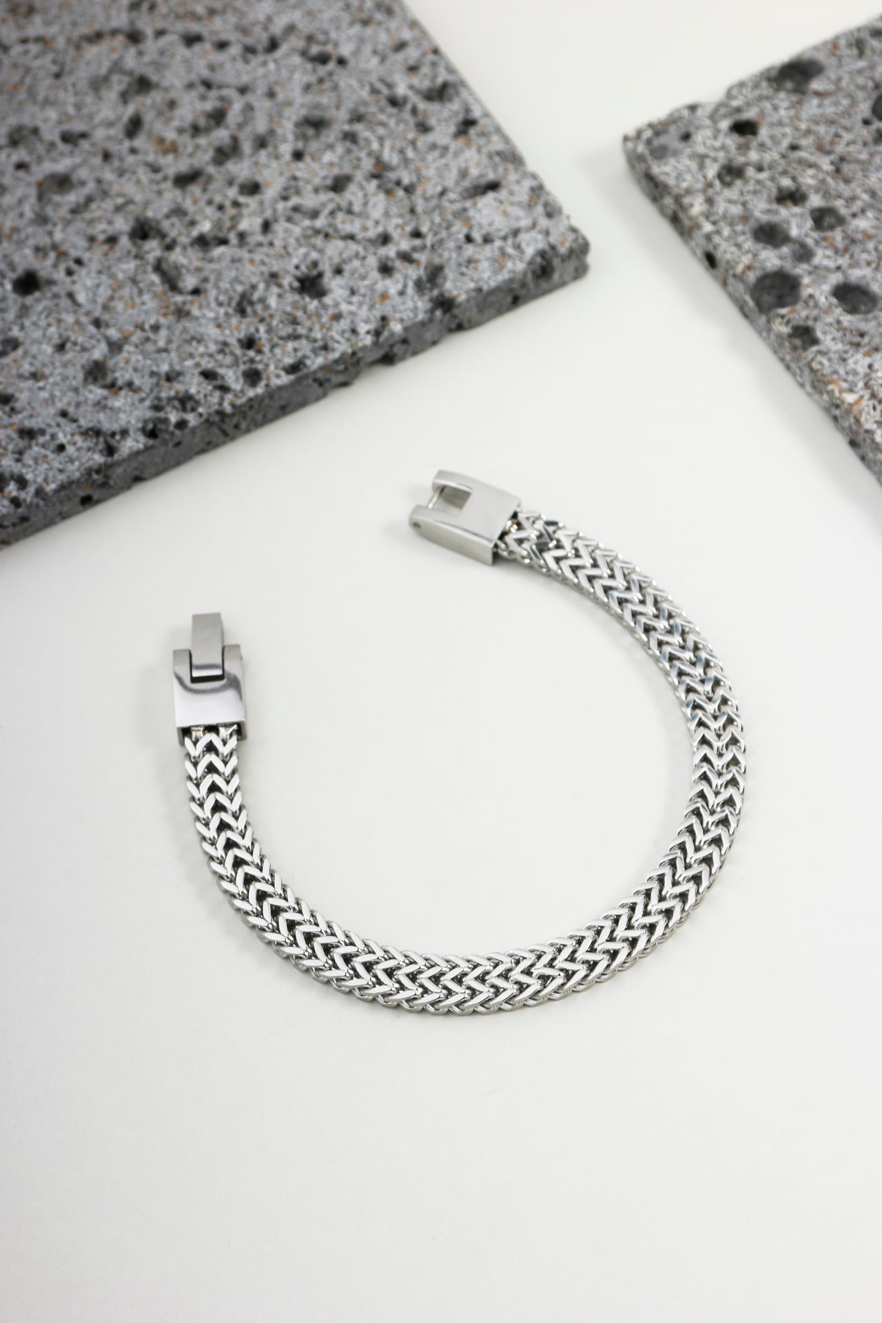 Pulseira Aço Dupla Malha Palmeira