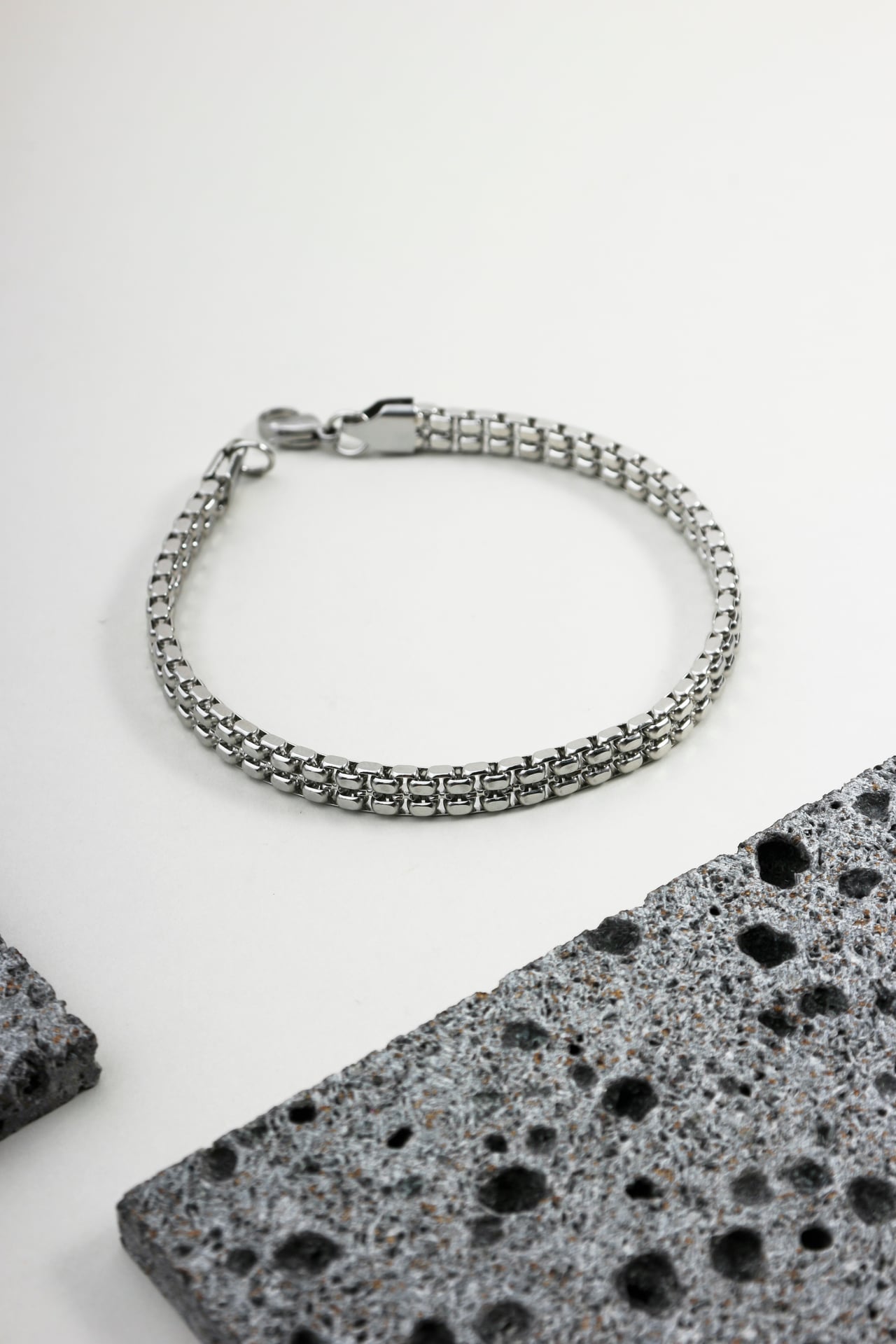 Pulseira Aço Malha Veneziana Dupla
