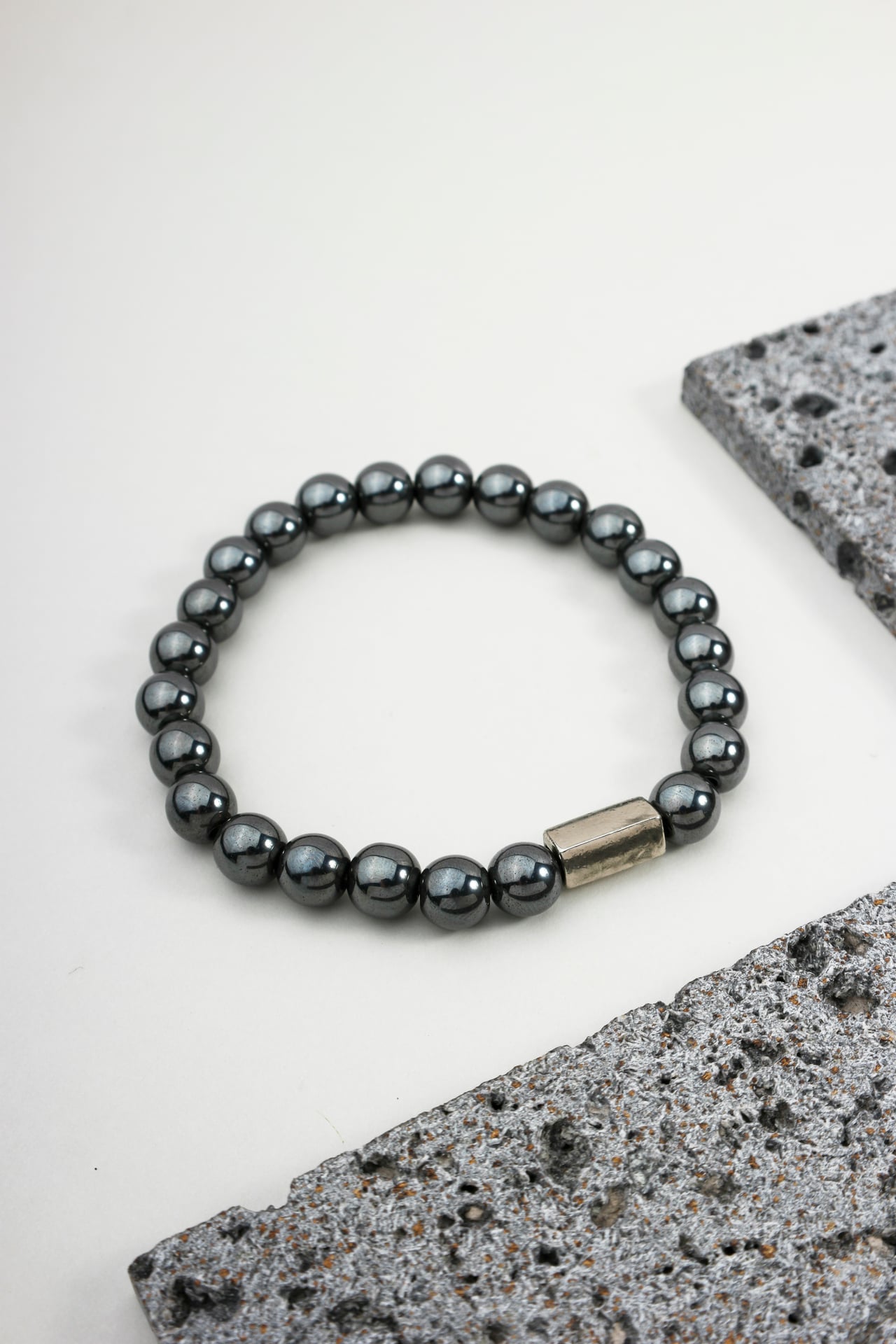 Pulseira Pedras Hematita Grafite